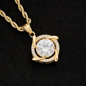 2026 Cross-border New Tungsten Gold Plated Colorful Zircon Necklace <b>Light</b> Luxury Rotating Pendant Necklace Elegant Style - Product Image 4