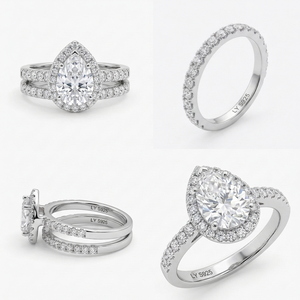 Anillo de Compromiso de Plata 925 con Halo de Circonitas Cúbicas en Forma de Pera, Joyería de Boda para Mujer - Product Image 5
