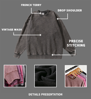 Sweat-shirt à col rond pour homme, 450 GSM, effet délavé, coupe classique, logo personnalisé brodé, ODM, printemps, 100% fibre de bambou