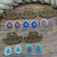 Perhiasan Barat yang Menawan |   Anting-anting Perak Chaco Canyon Turquoise Alami, Anting-anting Rumbai Bunga Turquoise Biru Navajo