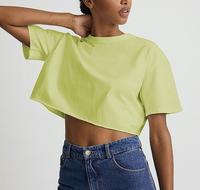 T-shirt court oversize à épaules tombantes pour femme, couleur unie, col rond, manches courtes, décontracté, coupe ample, pour le streetwear quotidien
