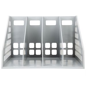 Deli <b>File</b> Rack 4-Piece Set Gray Plastic Desktop Organizer Letter Holder <b>Storage</b> <b>Box</b> - Product Image 5