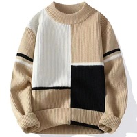 Pull en maille vintage à blocs de couleur pour homme PASUXI, esthétique Harajuku, coupe ample, chaud pour l'hiver, pull oversize, vêtements de rue