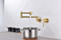 Robinet de cuisine mural pliable en laiton brossé doré non revêtu