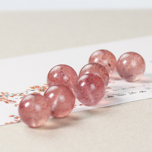 Strawberry Crystal Loose Beads Round 10.5 Mm Smooth Surface For Women's <b>Bracelet</b> DIY Accessories Wholesale - Product Image 1