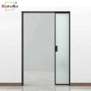 <span class=keywords><strong>Kit</strong></span> de portes coulissantes sur rail pour pièces intérieures personnalisées Système de porte coulissante de poche magique en aluminium et verre - Product Image 3