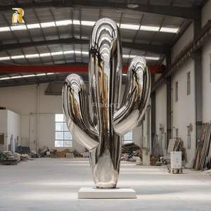 Relong gương đánh bóng lớn thép không gỉ xương rồng điêu khắc cho sân ngoài trời công viên công cộng trang trí - Product Image 5