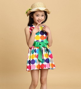 Robe d'été décontractée pour filles avec ceinture, imprimé à pois colorés, Ali Express - Product Image 3