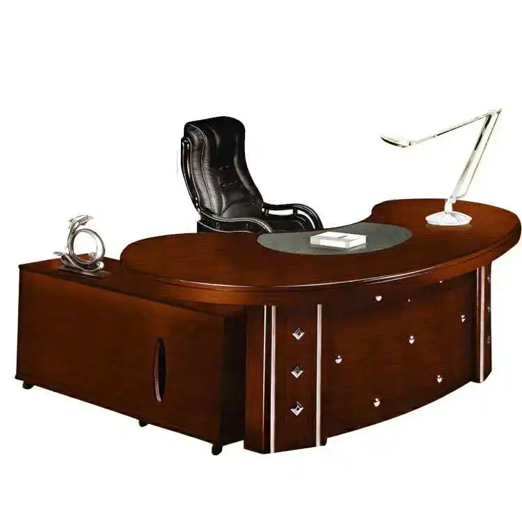 Escritorio de oficina circular de madera antigua ejecutiva, muebles de oficina (T2042)