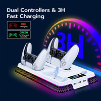 Station de charge multifonctionnelle pour PS5/PS5 PRO/PS5 Slim avec lumière colorée, station de charge pour manette PS5