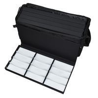 YTZ9005 Voyage Vendeur Cas Sac 12 fentes * 5 plateaux Lunettes Affichage Vitrine Valise pour Noir Optique Cadre Lunettes