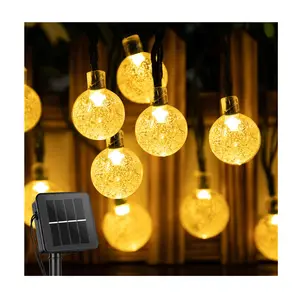 100 LED Warm White Outdoor Waterproof Patio Solar Crystal Globe Ball Bulb Led String Lights con 8 modalità per Tree Garden Yard