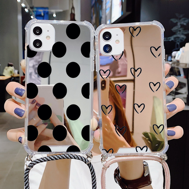 Fashion Colored Letter Cover Phone Case Custom Logo Lanyard Mirror Case Outgoing Travel TPU Case for Iphone 16 16 Pro 17 17 Pro