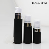 Flacon pompe sans air en plastique PP de 15 ml vide pour savon liquide, sérum, soins de la peau, emballage cosmétique transparent givré en forme de cylindre