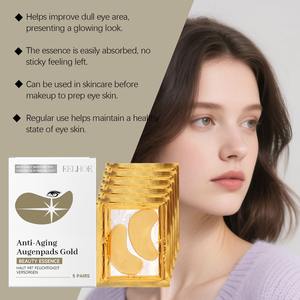 Masque pour les yeux en or pur 24 carats, 5 pièces, étiquette privée OEM, hydratant naturel, éclaircissant, raffermissant, anti-cernes - Product Image 4