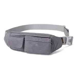 M352 Simple Sports Style Garçons Hommes Sac de taille avec poche avant Ceinture réglable Gris Couleur Imperméable Garçons Sac de taille