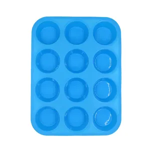 Food Grade Approved silicone cake baking pans 12 cup disposable microwave safe non-stick silicone muffin pan