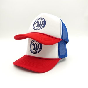 Gorras Trucker de Malla de 5 Paneles con Estampado Puff Personalizado de Alta Calidad, Gorra Ajustable con Cierre a Presión de Espuma, Diseño a Rayas, Venta al por Mayor, Unisex - Product Image 1