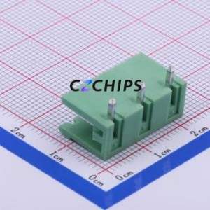 DB2ER-7.62-3P-GN Plug-in Terminal Block Bent Lead Through Hole,P=7.62mm Connector Board-to-Board / Socket Open 1x3P 7.62mm Green - Product Image 2