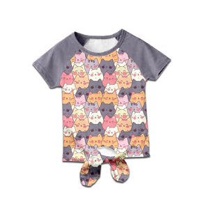 <b>milk</b> silk kids tie knot tee/raglan short sleeve tshirt/custom print children top/toddler shirt/OEM ODM kids clothing - Product Image 4