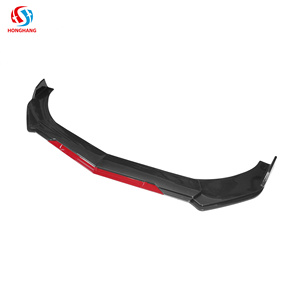 Precio barato de fábrica de Honghang, repuestos para automóviles, 5 etapas, negro + rojo, parachoques delantero de fibra de carbono universal, modificación de labio, Coche - Product Image 5