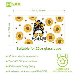 Vaso <span class=keywords><strong>de</strong></span> Vidrio Impermeable Goode <span class=keywords><strong>de</strong></span> 20 oz, Adhesivos <span class=keywords><strong>de</strong></span> Transferencia para Vasos, Calcomanías <span class=keywords><strong>de</strong></span> Dibujos Animados, Regalo Ecológico para el Día <span class=keywords><strong>de</strong></span> <span class=keywords><strong>la</strong></span> Madre, Colores Brillantes, Etiqueta UV DTF - Product Image 2