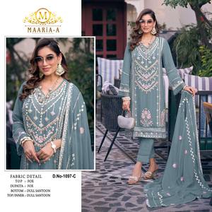 Vêtements indiens et pakistanais Faux Georgette Zarkan Costume pakistanais avec broderie Séquence Travail Dupatta - Product Image 4