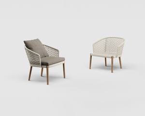 Ensemble de chaises modernes en aluminium pour l'extérieur, avec cadre en alliage d'aluminium et assise en corde tressée imperméable - Product Image 2