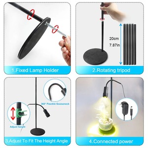 Lámpara LED de Cultivo de Plantas de Espectro Completo de 10W con Altura Ajustable y Zoom, 5 Niveles de Intensidad, Temporizador de 3/6/12H, para Escritorio o Suelo - Product Image 4