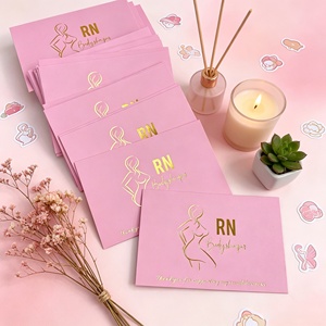 Tarjetas de Agradecimiento en Dorado Mate con Logotipo Personalizado, Impresión de Arte Lineal, Tarjetas de Agradecimiento de Marca - Product Image 1