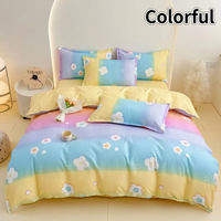 Ensemble de literie 4 pièces Princess, tissé, respirant, doux pour la peau, motif floral, ensemble de draps, housse de couette en polyester pour la maison et l'hôtel