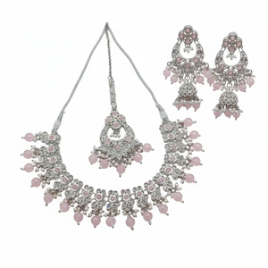Silver Plated Fashion Jewelry <b>Set</b> with Crystal Stone and <b>Beads</b>-10581268LPI Necklace - Product Image 2