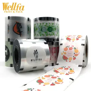 Factory Custom Flexibele Papier Vruchtensap Dranken Bubble Tea Cup Afdichting Film Verpakking Roll Gelamineerd Plastic Film