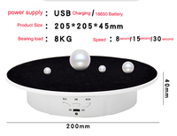 Neueste 20cm Displayständer Batterie-USB-betrieben 8kg Tragkraft Rotierender Drehteller Ausstellungsständer für Fotografie und Videoaufnahmen Runder Tisch