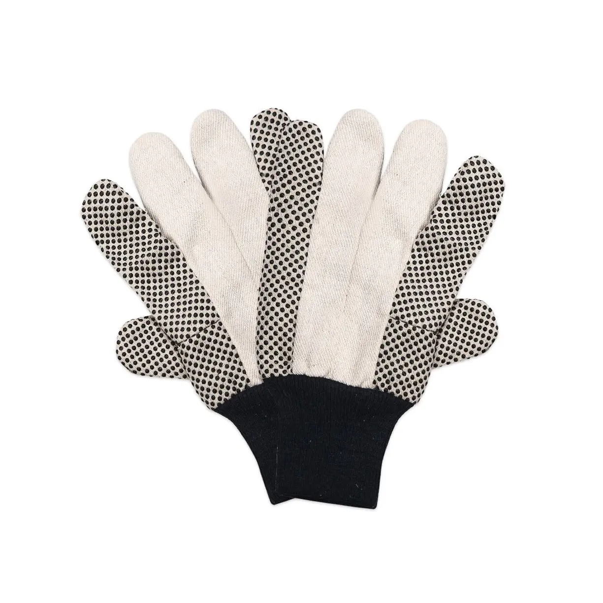 Hot Selling Garden Canvas Pvc Finger Dotted White Cotton Knitted Safety Work Women Working Cotton Gloves With Dots Grip