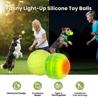 TIZE Nouveauté - Jouet interactif pour animaux de compagnie en silicone de qualité alimentaire rechargeable, lumineux dans le noir, étanche IPx7, balle pour chien avec lumière LED RGB