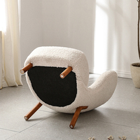 Chaises d'appoint modernes en bois de style nordique, en tissu velours tufté Sherpa, pour appartement, salle de sport, salon, hôtel, bureau à domicile - Ventes flash