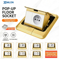 Prise de sol industrielle XIMLON standard française non-mise à la terre 125V 120mm 3/2/1 16A/10A en acier inoxydable avec ports USB-C, garantie 10 ans