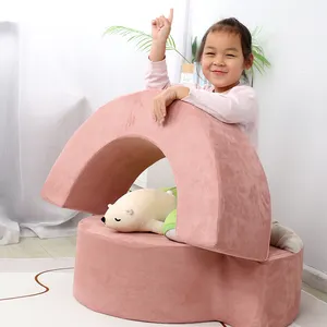 Children's 2 In 1 Flip Open Foam Sofa Children's Chair Sofa Bed Baby's Upholstered Couch Sleepover Mini Kids Sofa Chair