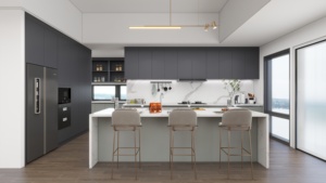 Gran oferta, laca de alto brillo, muebles de diseño moderno, juego de armario de pared de cocina en forma de <span class=keywords><strong>L</strong></span> con herrajes para el hogar - Product Image 4