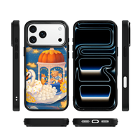 Coque de téléphone AG Feeling Black Edge avec motif Thé de l'après-midi doré pour iPhone 17, 17 Pro Max, 16 Pro, 15 – Coque magnétique
