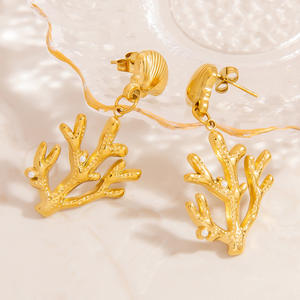 Pendientes Colgantes de Coral, Aleación de Zinc, Chapados en Oro, Joyería para Fiesta EH11826 - Product Image 2