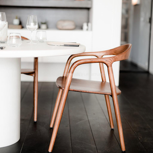Wholesale Elegant Fine Natural Textures Ash Material Cafe Shop Restaurant Armrest Chair <strong>Holzstuhl</strong> Solid Wood Dining Chairs - Product Image 3