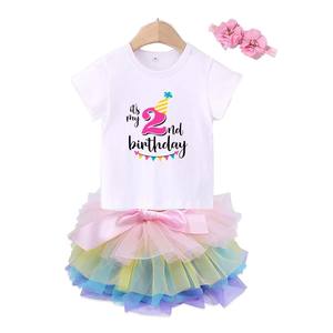 Neonate 1st Birthday Outfit pagliaccetto Tutu gonna corno unicorno <span class=keywords><strong>abbigliamento</strong></span> per Smash Cake servizio fotografico DGHB-008 - Product Image 2