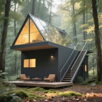 Casas Prefabricadas Europeas de Lujo de 2 Pisos, Viviendas Forestales de la UE, Casa Pequeña en Forma de A, Estructura Triangular de Acero, Impermeable, Solar