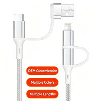 Câble de charge rapide multi-PD 4 en 1 OEM 2 à 2C, câble de charge universel pour téléphone en nylon tressé pour iPhone, type C, tablette Android