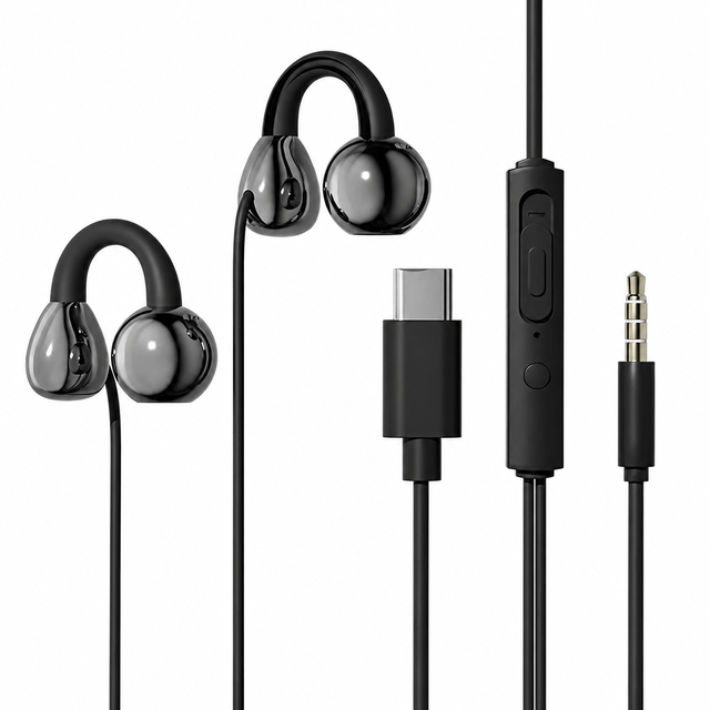 2026 Hot Clip-On Wired Earphones, Non-In-Ear, Type-C & 3.5mm, Sports, High Sound Quality, Comfortable for Long Wear