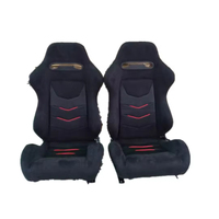 Siège de course adaptable pour voiture avec double rail coulissant réglable, en PVC rouge, éponge et daim, ajustement standard