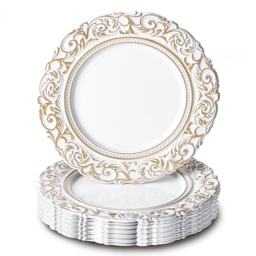 Plastic Plates Plastic Plate Set Gold Rim, Disposable