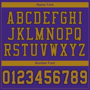 Custom <b>Purple</b> Old Gold-Black Classic Style <b>Mesh</b> Authentic Football Jersey - Product Image 3